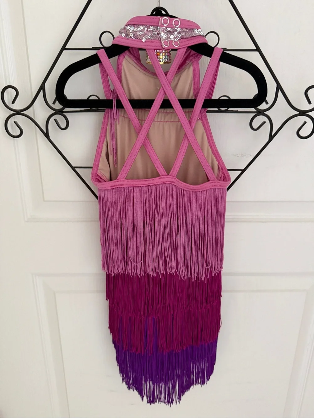 Weissman Pink and Purple Fringe Dance Costume